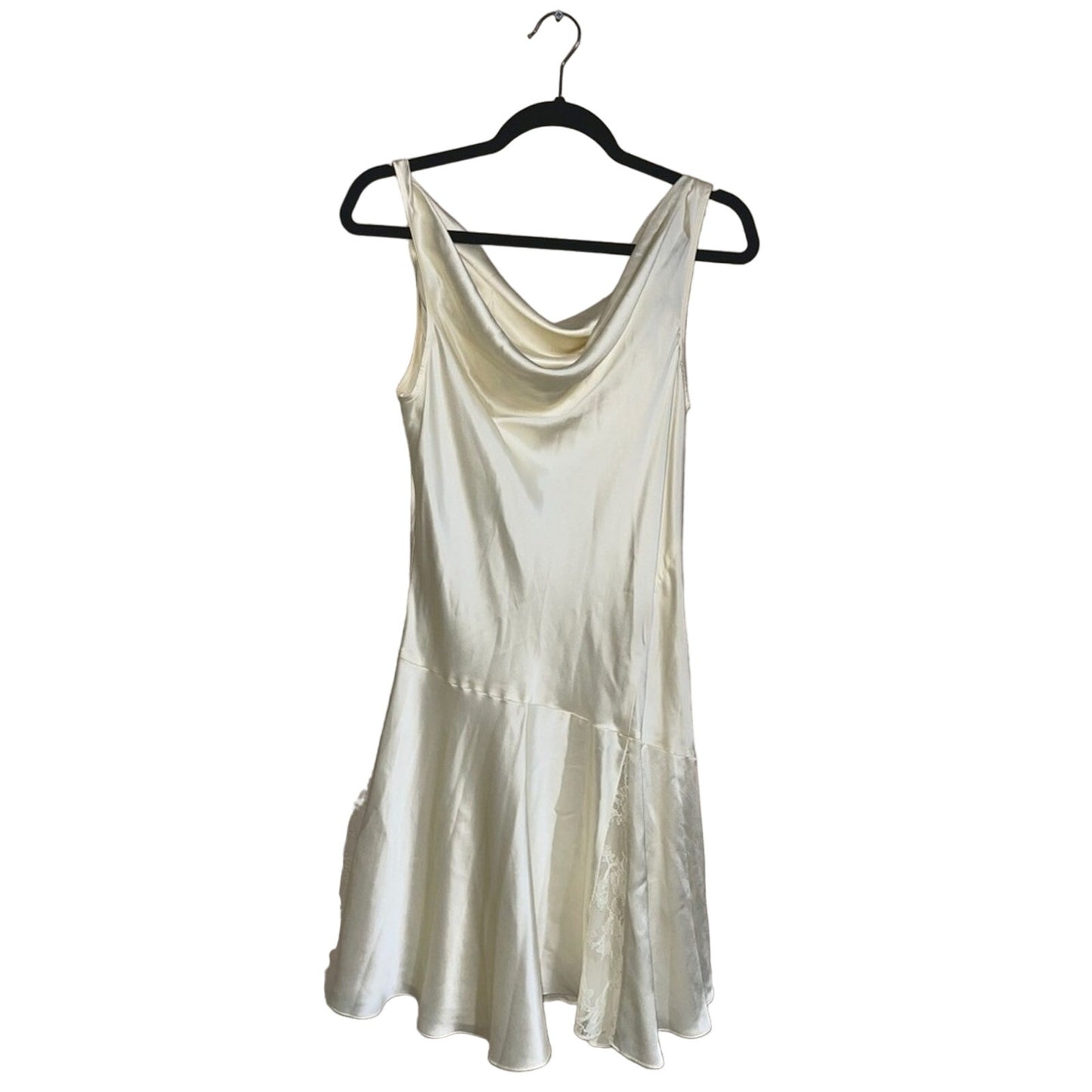 LoveShackFancy | IVORY Lionel Lace Trimmed Silk Charmeuse Mini Dress Size: 4