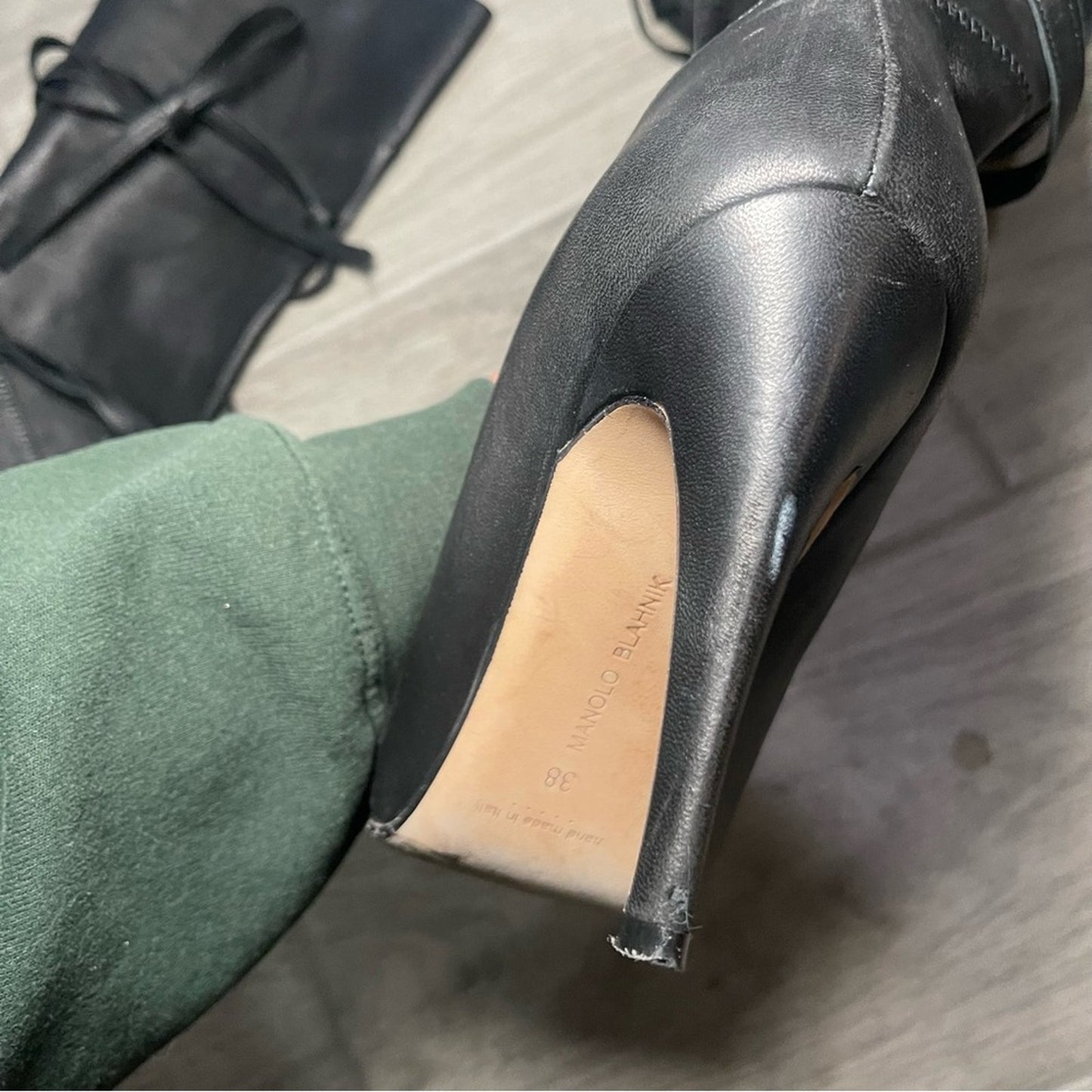 Manolo Blahnik | Cavaba Wrapped Leather Over-the-Knee Black Boot