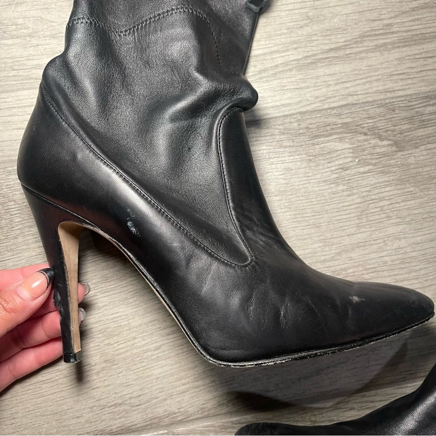 Manolo Blahnik | Cavaba Wrapped Leather Over-the-Knee Black Boot