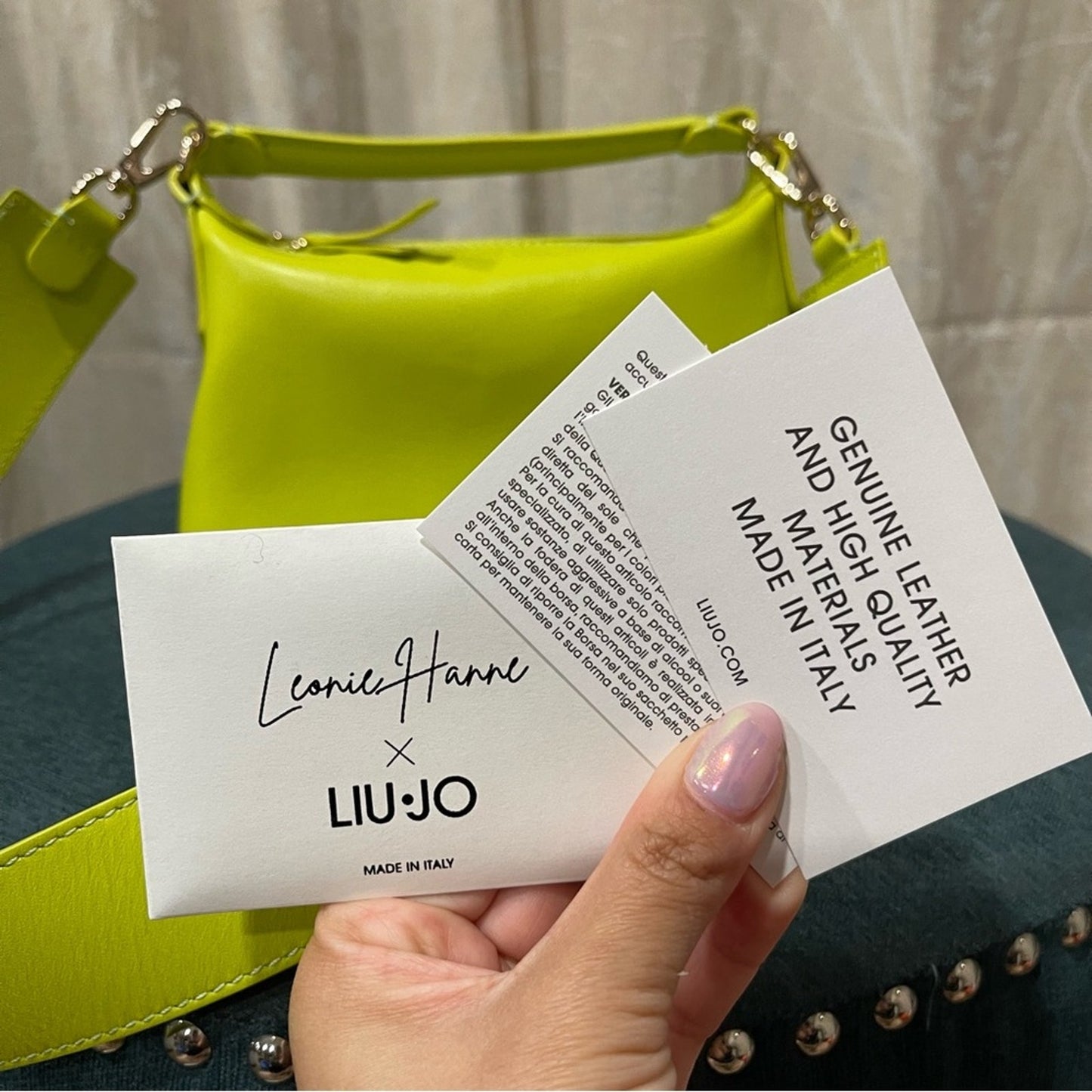 LEONIE HANNE X LIU JO | Leather Hobo Bag In Lime Yellow