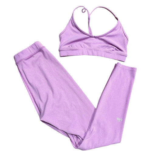 Alo Yoga | SET! Ribbed Blissful Legging + Sports Bra XS (2-4) Pink Lavender