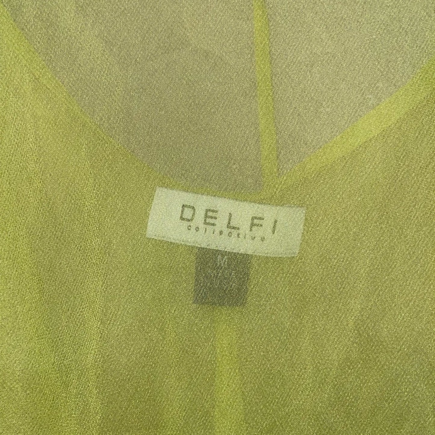 Delfi Collective | Lara Asymmetrical Frill Neon Sheer Silk Dress